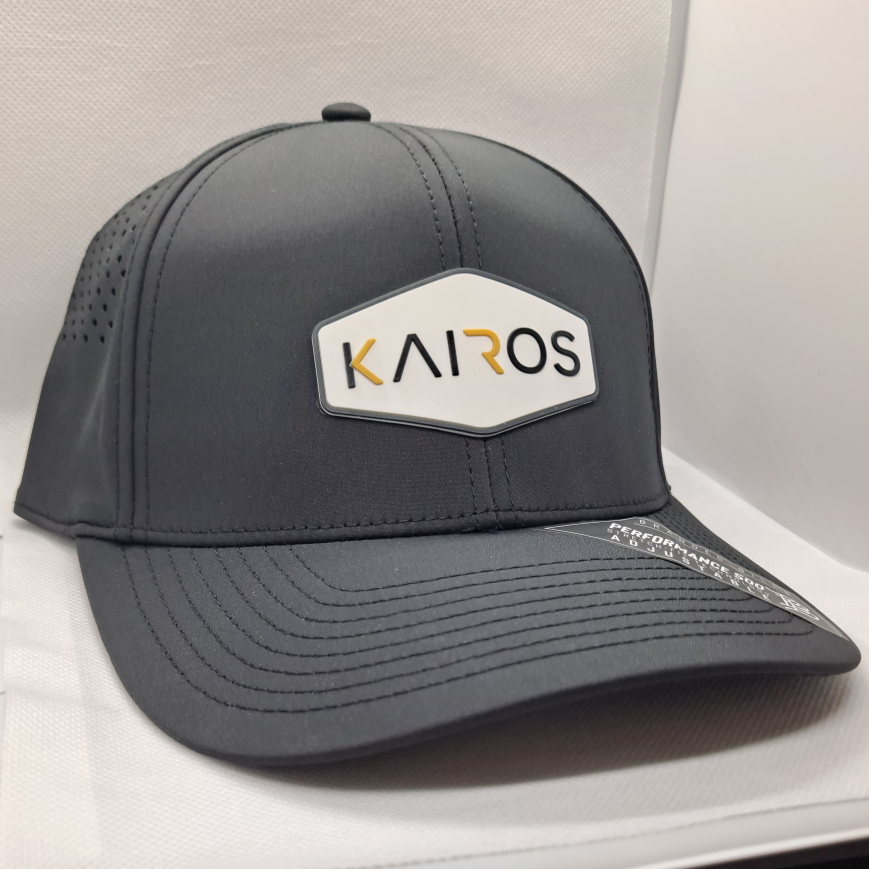 KAIROS Black Mid Crown Performance PVC Patch Hat
