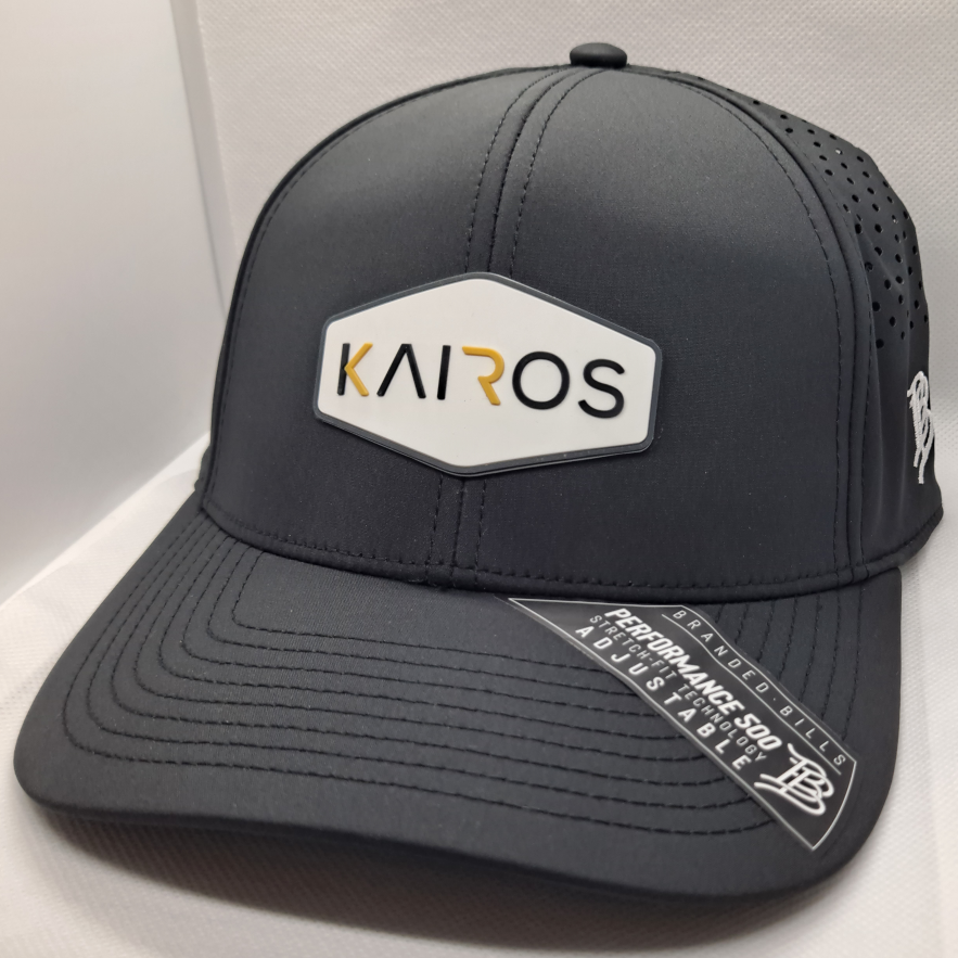 KAIROS Black Mid Crown Performance PVC Patch Hat