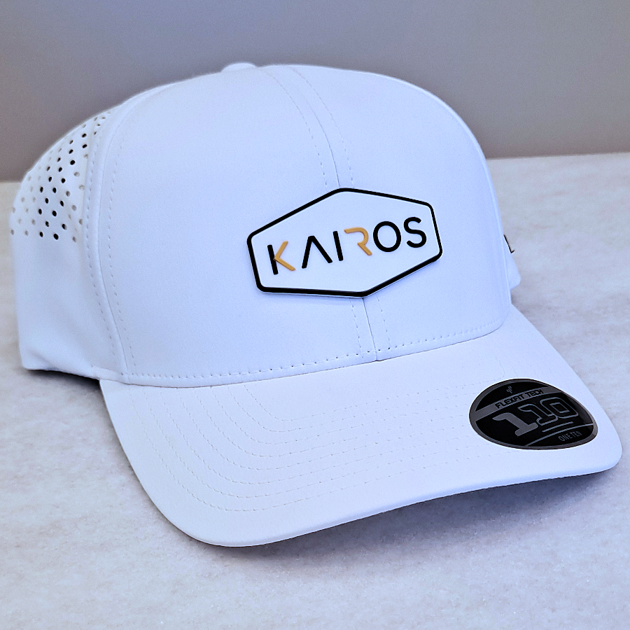 KAIROS White Mid Crown Performance PVC Patch Hat