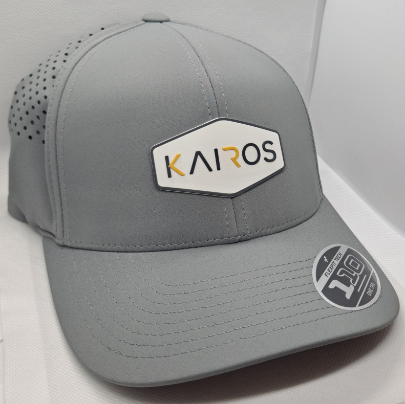 KAIROS Grey Mid Crown Performance PVC Patch Hat