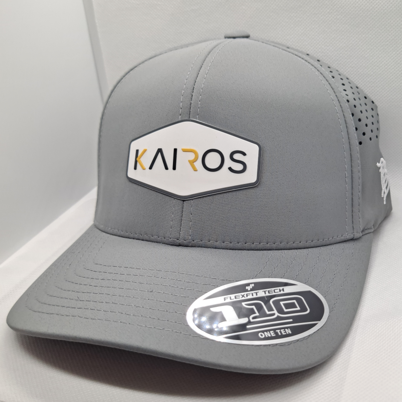 KAIROS Grey Mid Crown Performance PVC Patch Hat