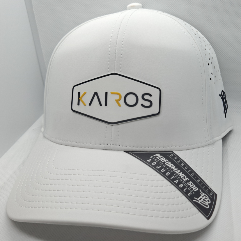 KAIROS White Mid Crown Performance PVC Patch Hat